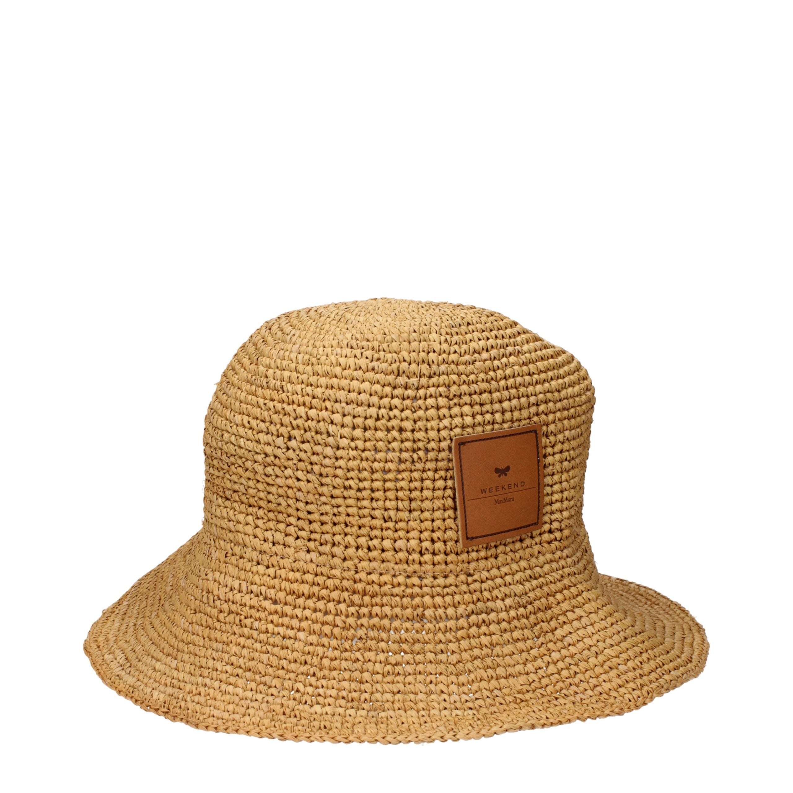 Max Mara Beige Raffia Bucket Hats